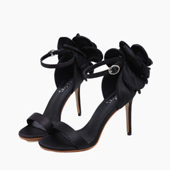 Black Thin Heels, Buckle Strap : Party Heels for Women : Anada - 0278AnF