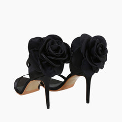 Black Thin Heels, Buckle Strap : Party Heels for Women : Anada - 0278AnF