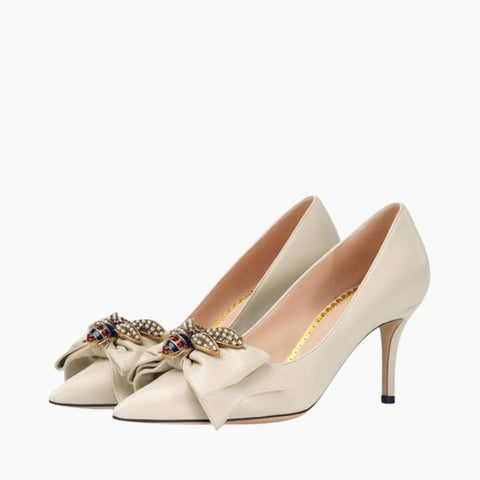 Beige Pointed-toe, Slip-On : Party Heels for Women : Anada - 0279AnF