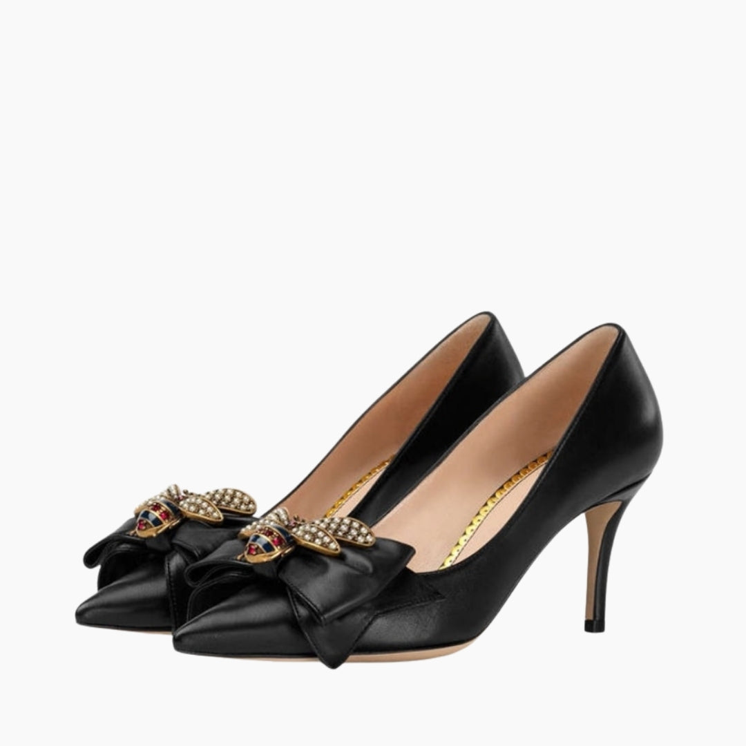 Black Pointed-toe, Slip-On : Party Heels for Women : Anada - 0279AnF