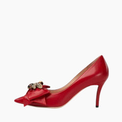 Red Pointed-toe, Slip-On : Party Heels for Women : Anada - 0279AnF