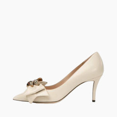 White Pointed-toe, Slip-On : Party Heels for Women : Anada - 0279AnF
