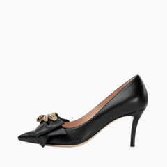 Black Pointed-toe, Slip-On : Party Heels for Women : Anada - 0279AnF