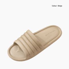 Beige Non-Slip Sole, Round Toe : Indoor Slippers for Women : Chapala - 0286ChF