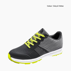 Grey & Yellow Lace-Up, Waterproof : Golf Shoes for Men : Garita - 0301GrM