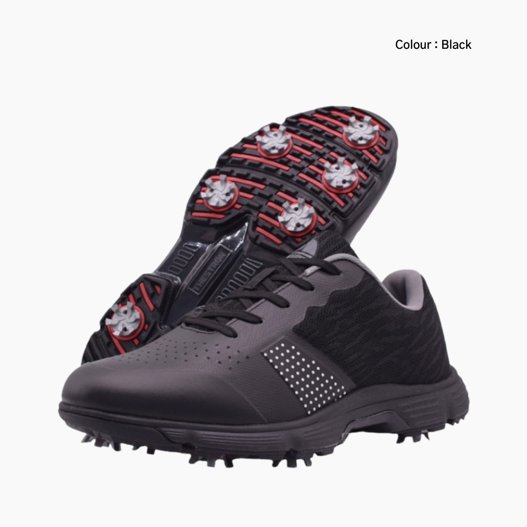 Black Waterproof, Non-Slip Sole : Golf Shoes for Men : Garita - 0302GrM