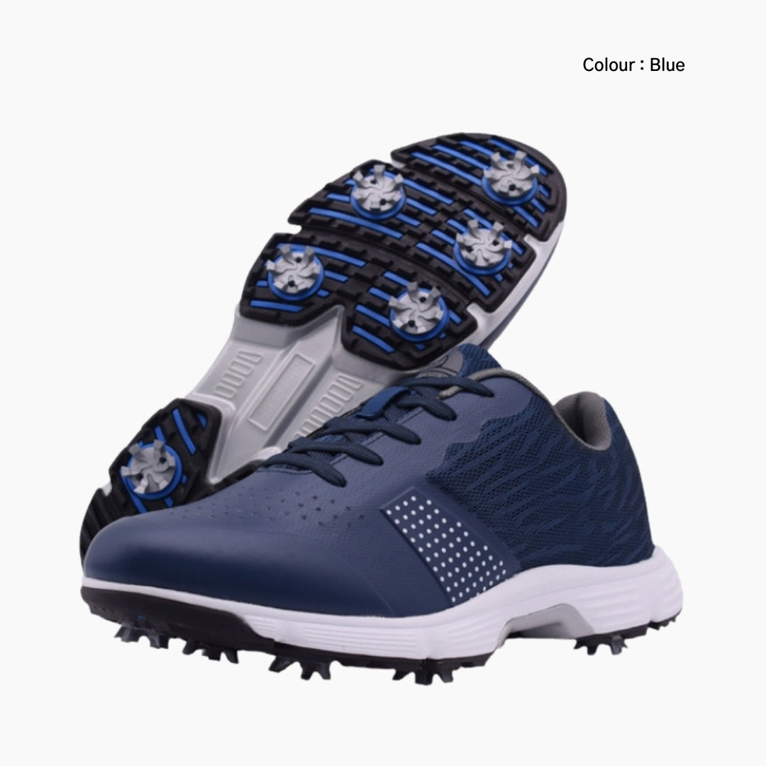 Blue Waterproof, Non-Slip Sole : Golf Shoes for Men : Garita - 0302GrM