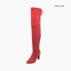 Red Square Heel, Pointed-Toe : Knee High Boots for Women : Goda - 0315GoF