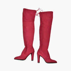 Red Square Heel, Pointed-Toe : Knee High Boots for Women : Goda - 0315GoF