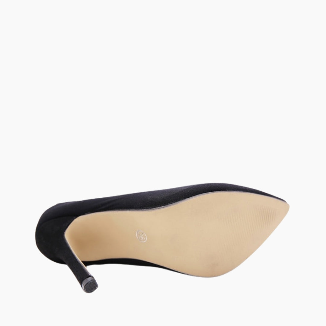 Black Pointed-toe, Slip-on : Knee High Boots for Women : Goda - 0317GoF