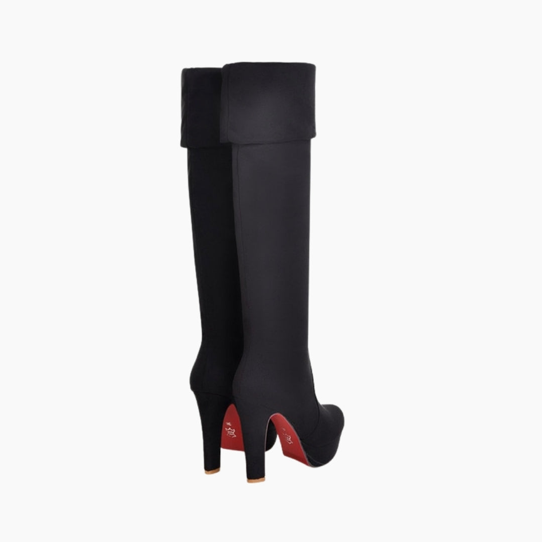 Black Round Toe, Non-Slip Sole : Knee High Boots for Women : Goda - 0322GoF