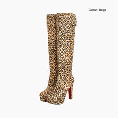 Beige Round Toe, Non-Slip Sole : Knee High Boots for Women : Goda - 0322GoF