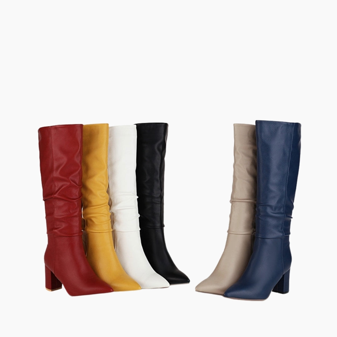 Pointed Toe, Square Heel : Knee High Boots for Women : Goda - 0330GoF
