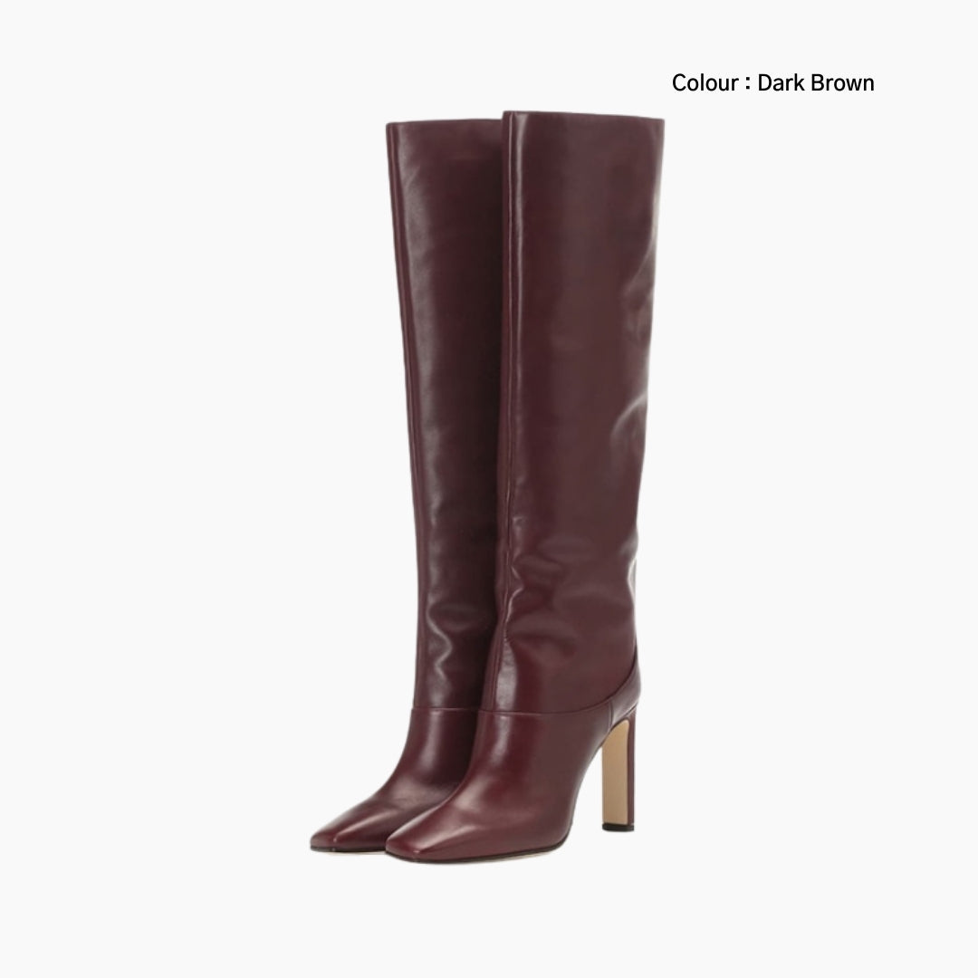 Dark Brown Square Toe, Square Heel : Knee High Boots for Women : Goda - 0335GoF