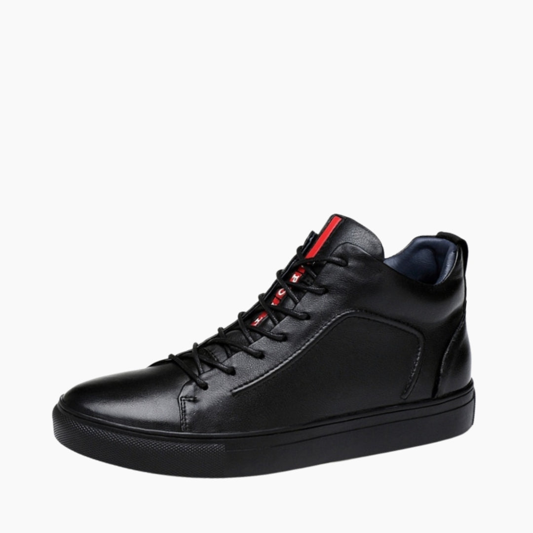 Black Lace-Up, Round-Toe : Sneakers for Men : Javaana- 0359JaM