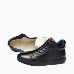 Black Lace-Up, Round-Toe : Sneakers for Men : Javaana- 0359JaM