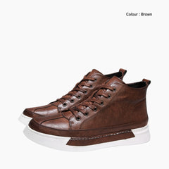 Brown Height Increasing, Lace-Up : Sneakers for Men : Javaana- 0360JaM