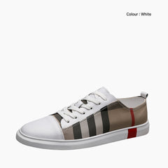 White Lace-Up, Soft : Sneakers for Men : Javaana- 0361JaM