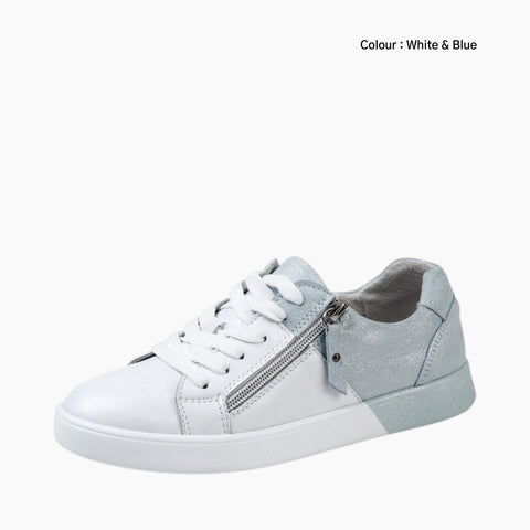 White & Blue Light, Round Toe : Sneakers for Women : Javaana- 0368JaF