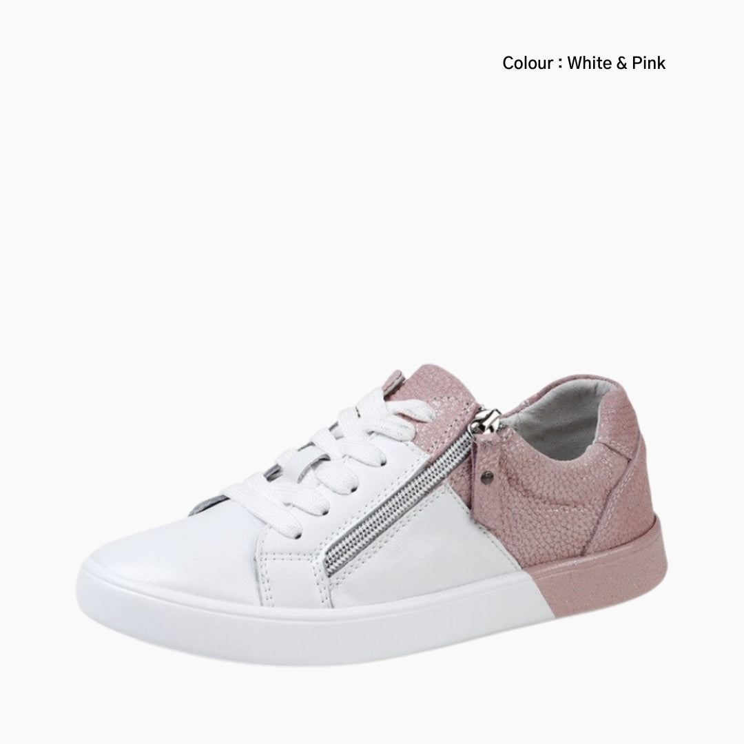 White & Pink Light, Round Toe : Sneakers for Women : Javaana- 0368JaF