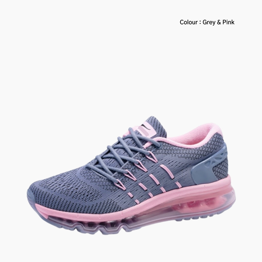 Grey & Pink Cushioned, Anti-Slip Sole : Trainers for Women : Khedari - 0392KhF