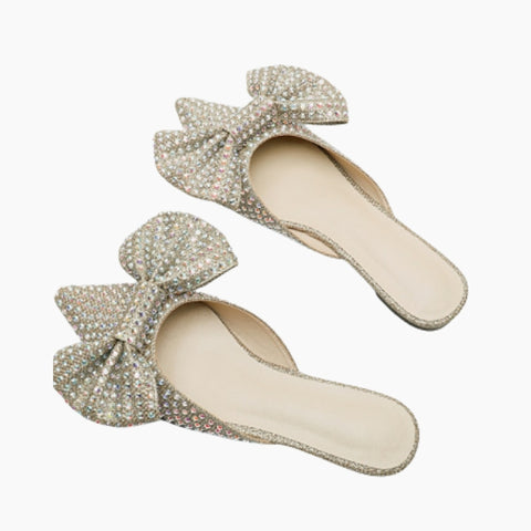 Silver Slip-on, Pointed-Toe : Wedding Flats for Women : Khusha - 0406KuF
