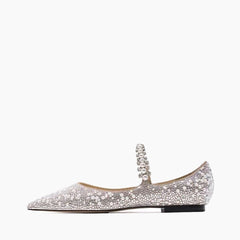 Silver Slip-on, Pointed-Toe : Wedding Flats for Women : Khusha - 0407KuF