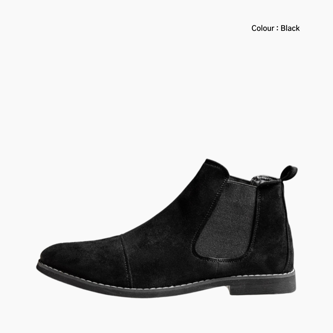 Black Round Toe, Slip-On : Chelsea Boots for Men : Lach - 0436LcM