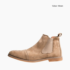 Brown Round Toe, Slip-On : Chelsea Boots for Men : Lach - 0436LcM