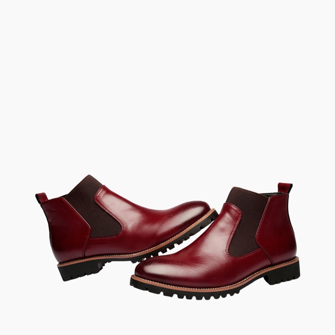 Red Round Toe, Slip-On : Chelsea Boots for Men : Lach - 0437LcM