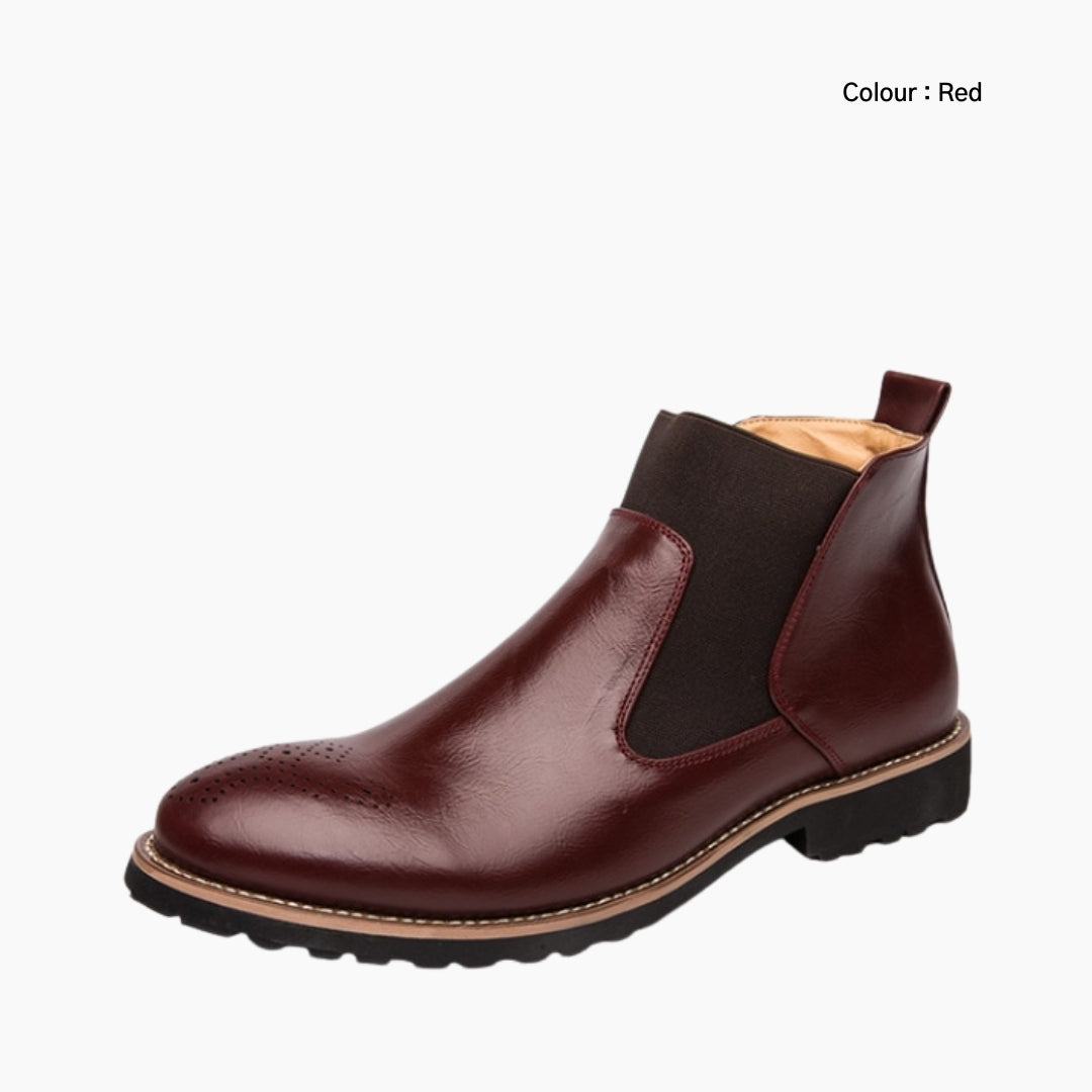 Red Round Toe, Slip-On : Chelsea Boots for Men : Lach - 0437LcM