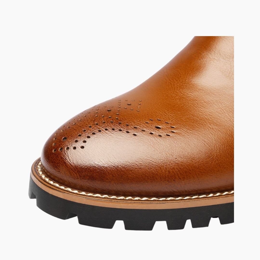 Brown Round Toe, Slip-On : Chelsea Boots for Men : Lach - 0437LcM
