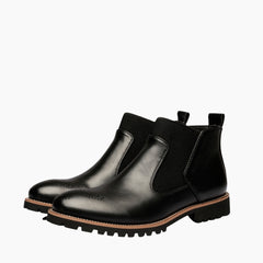 Black Round Toe, Slip-On : Chelsea Boots for Men : Lach - 0437LcM