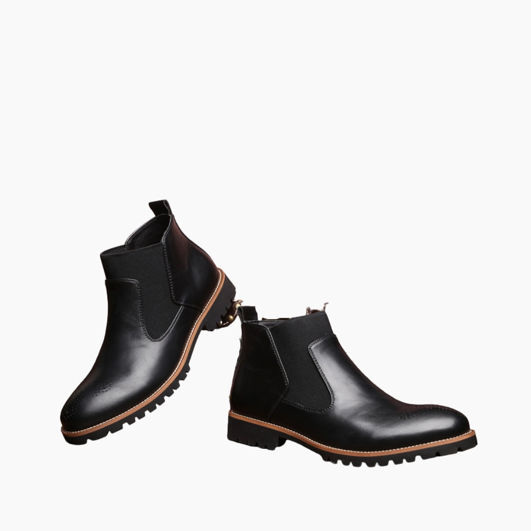 Black Round Toe, Slip-On : Chelsea Boots for Men : Lach - 0437LcM