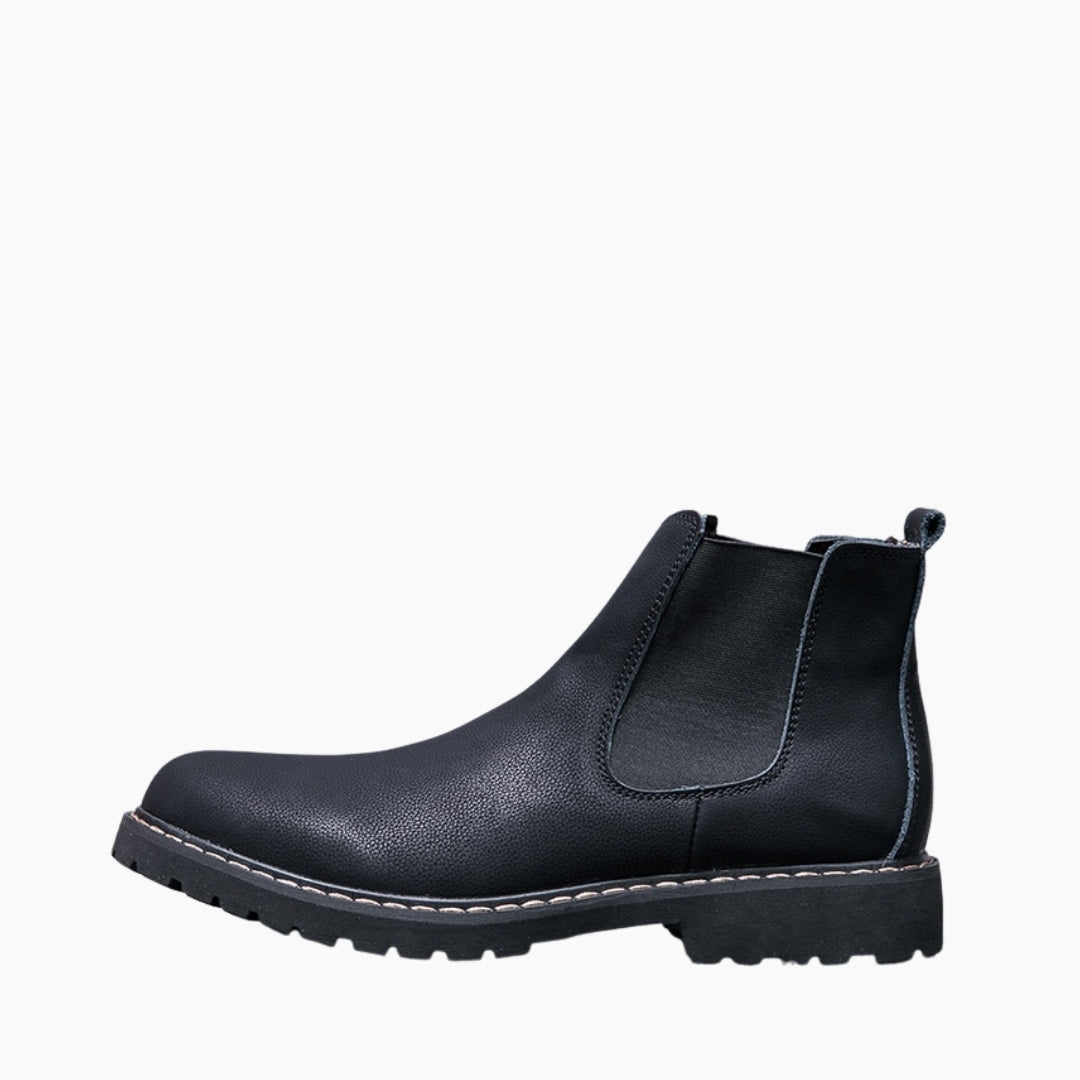 Black Round Toe, Slip-On : Chelsea Boots for Men : Lach - 0441LcM