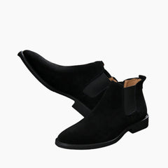 Black Pointed-Toe, Slip-On : Chelsea Boots for Men : Lach - 0443LcM