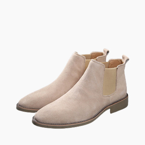 Beige Pointed-Toe, Slip-On : Chelsea Boots for Men : Lach - 0443LcM
