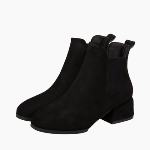 Black Round Toe, Slip-On : Chelsea Boots for Women : Lach - 0446LcF