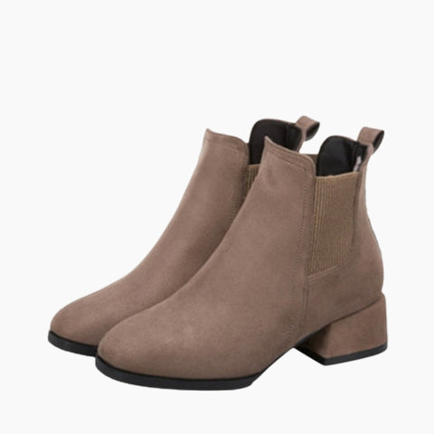 Brown Round Toe, Slip-On : Chelsea Boots for Women : Lach - 0446LcF