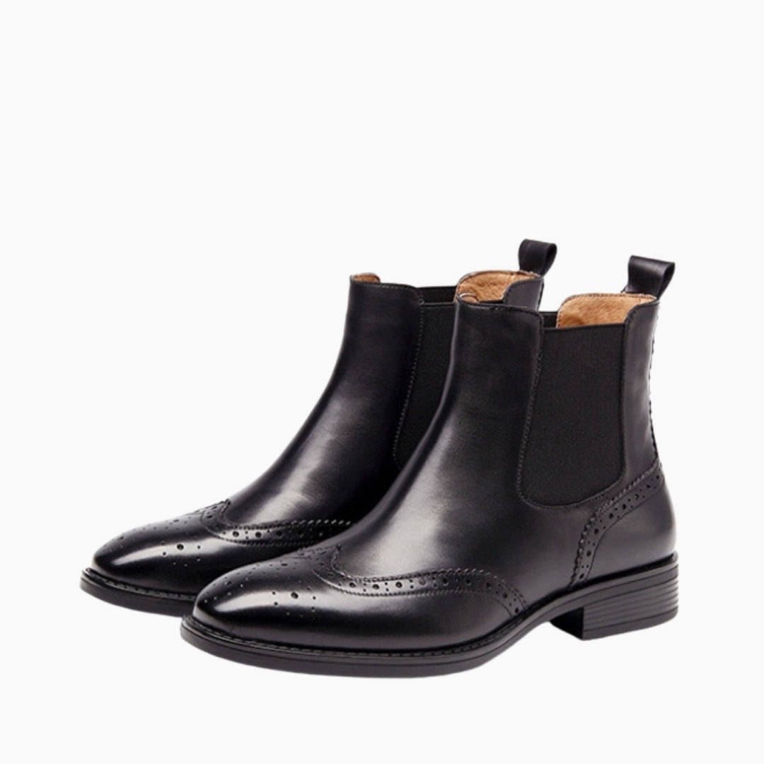 Black Square-Toe, Non-Slip : Chelsea Boots for Women : Lach - 0452LcF