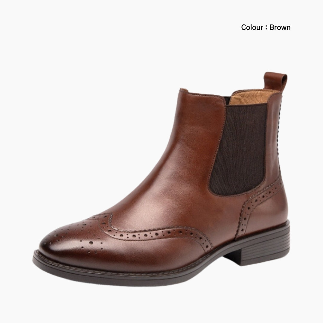 Brown Square-Toe, Non-Slip : Chelsea Boots for Women : Lach - 0452LcF