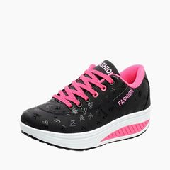 Black & Pink Waterproof, Height Increasing : Casual Shoes for Women : Maanak - 0465MaF