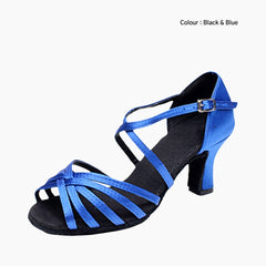 Black & Blue Buckle Closure, Ballroom Heels : Dance heels for Women : Naach - 0474NaF