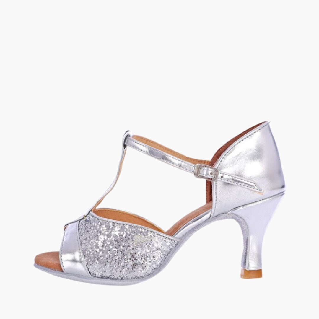 Silver Non-Slip Sole, Ballroom Heels : Dance heels for Women : Naach - 0477NaF