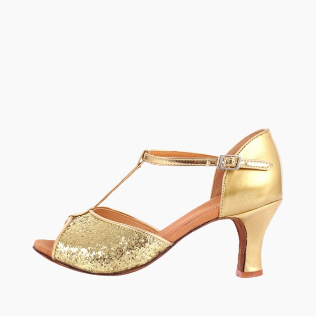 Gold Non-Slip Sole, Ballroom Heels : Dance heels for Women : Naach - 0478NaF