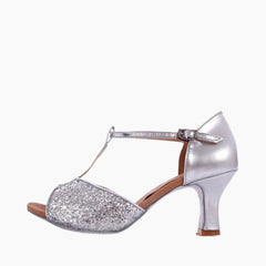 Silver Non-Slip Sole, Ballroom Heels : Dance heels for Women : Naach - 0478NaF