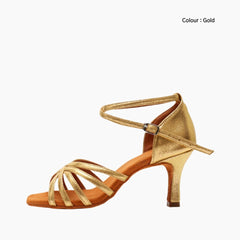 Gold Non-Slip Sole, Buckle Closure : Dance heels for Women : Naach - 0479NaF