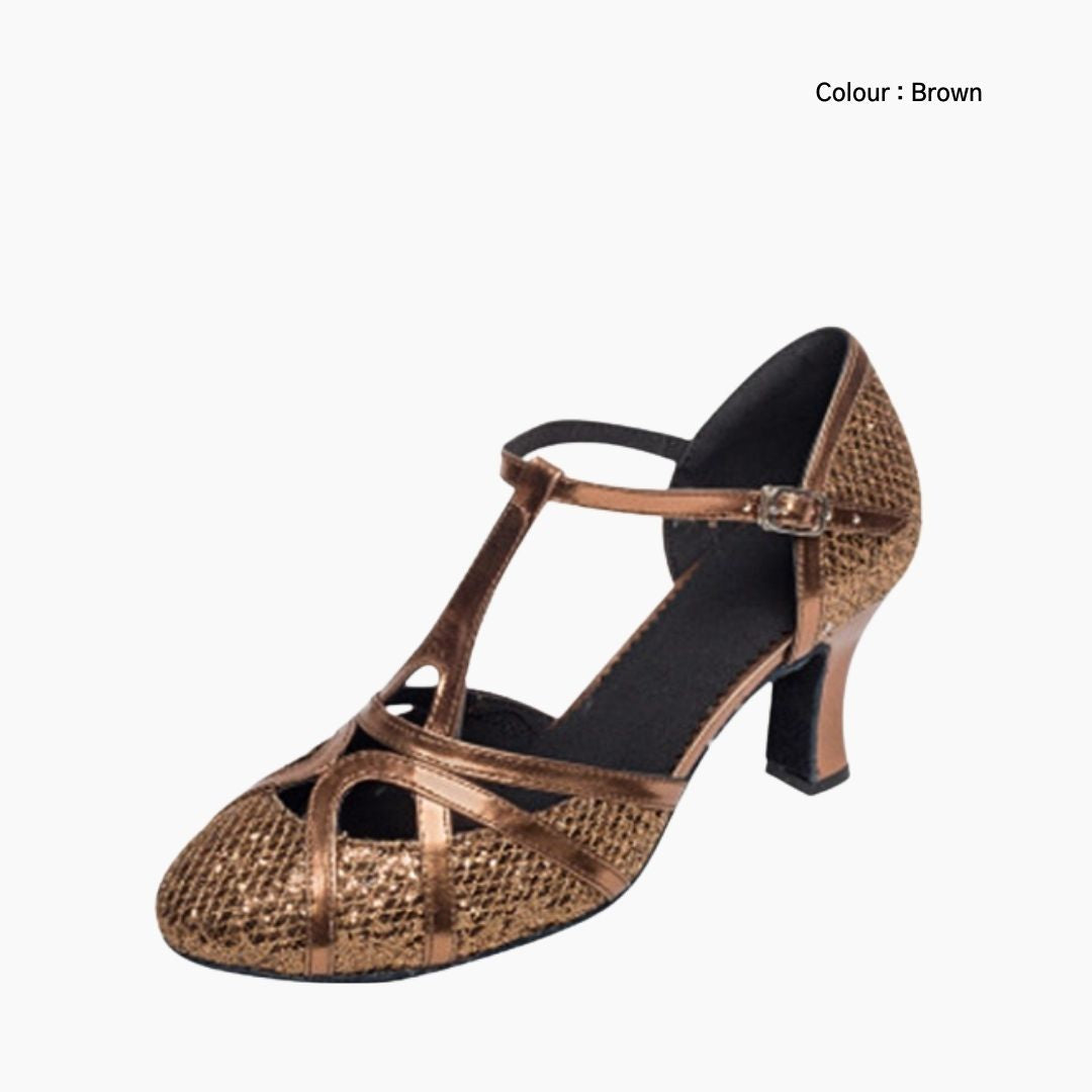 Brown Closed Toe Heels,Handmade : Dance heels for Women : Naach - 0480NaF