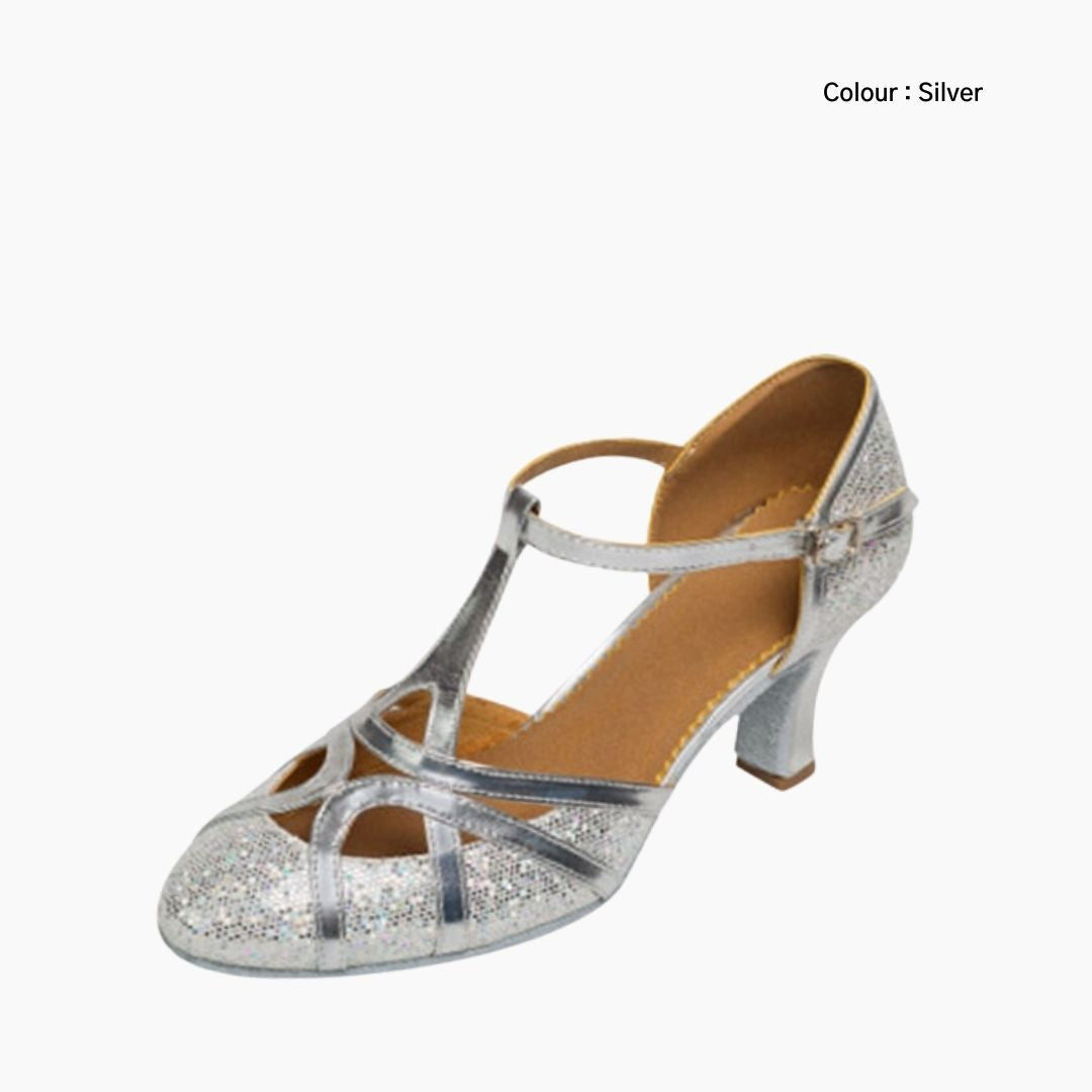 Silver Closed Toe Heels,Handmade : Dance heels for Women : Naach - 0480NaF