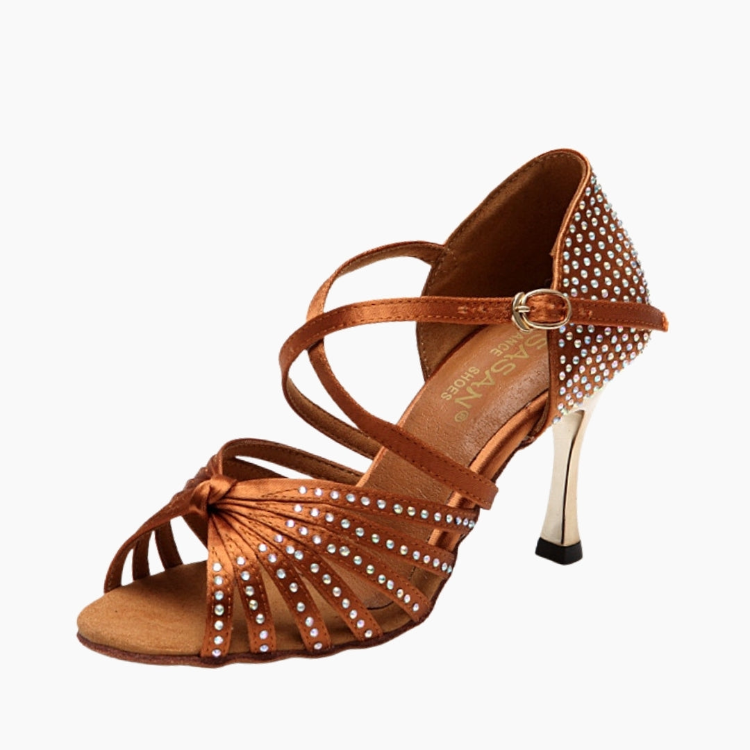 Brown Square Heel, Buckle Closure : Dance heels for Women : Naach - 0483NaF